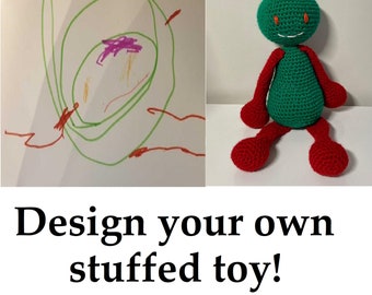 Design your own stuffed toy. Unique, bespoke memory toys. Child Picture Made Into Toy, Personalized, Custom, Portrait Replica Dolls, Crochet