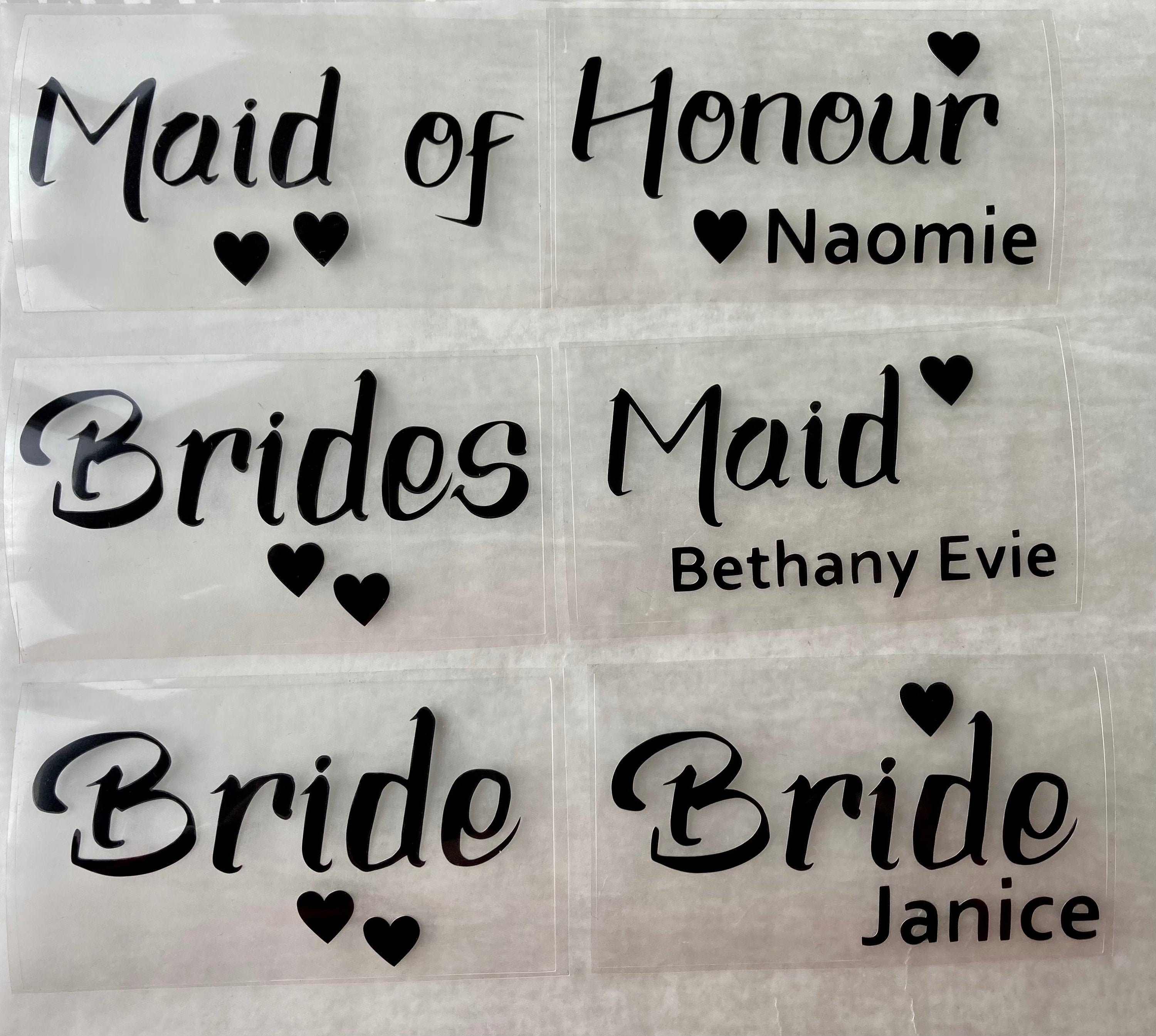 Wedding slipper Vinyls- large choice of fonts and colours