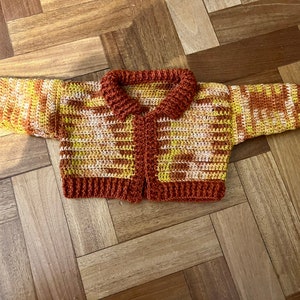 Baby Cardigan Crochet pattern with Collar 3-6months