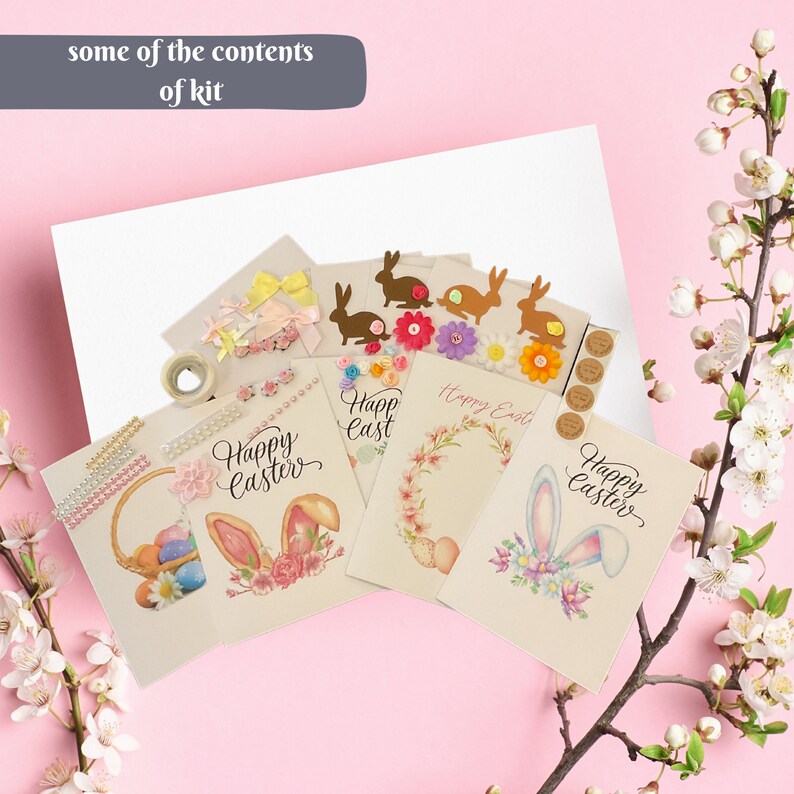 Easter Card Making Kit , Five Cards to Complete , Beginners Card Making , Creative Gift, Hobby