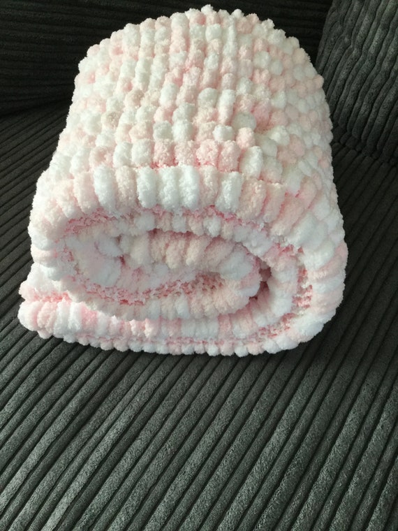 pink pom pom baby blanket