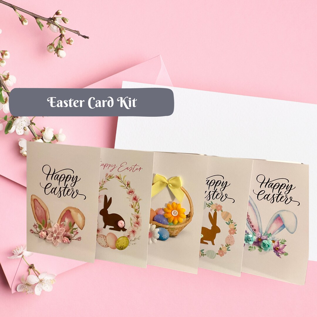 Easter Card Making Kit , Five Cards to Complete , Beginners Card Making , Creative Gift, Hobby
