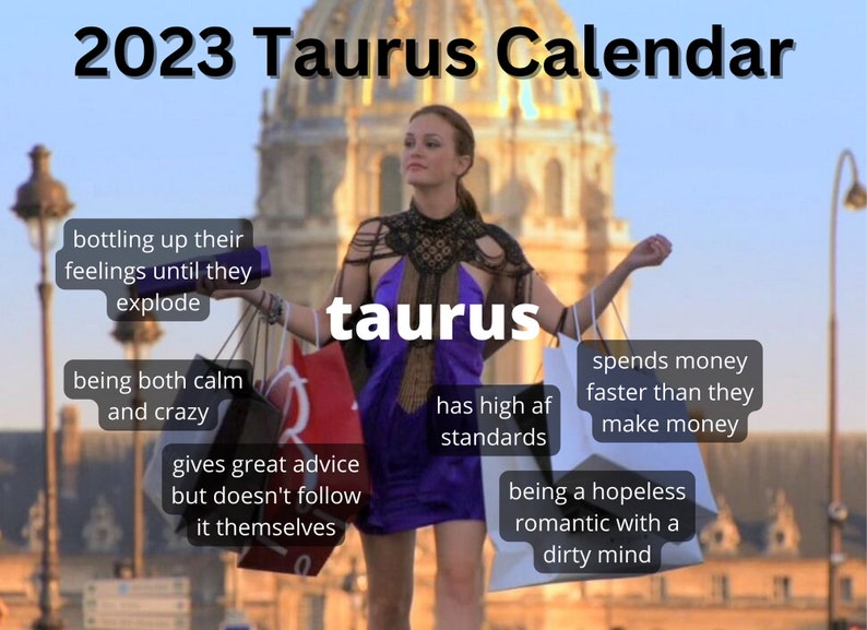 20232024 Taurus Calendar Etsy