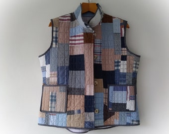 New patchwork quilted  sleeveless jacket, oversize cotton vest
