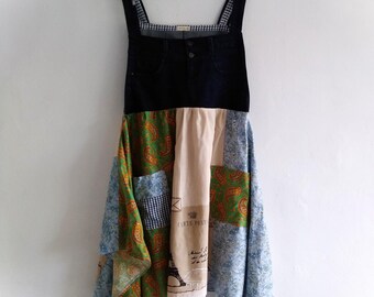 Abito tunica patchwork riciclato: Boho Cotton Plus Size