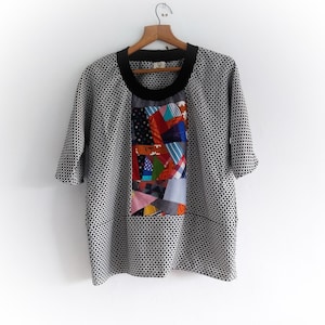 Patchwork upcycled pullover, women sweatshirt, upcycled cotton top