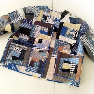 Handmade Patchwork Quilted Crop Jacket: Sustainable Cotton Coat