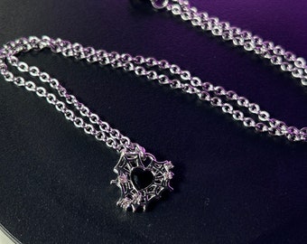 Jinx rhinestone heart spider web stainless steel chain | Beautiful etherealSimple Elegant Angelic Statement Jewelry Layering Stacking
