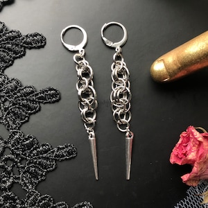 Scorpion chain mail earrings | Chain maille woven dangle spiked jewelry | strong non-tarnish unique accessories