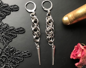 Scorpion chain mail earrings | Chain maille woven dangle spiked jewelry | strong non-tarnish unique accessories