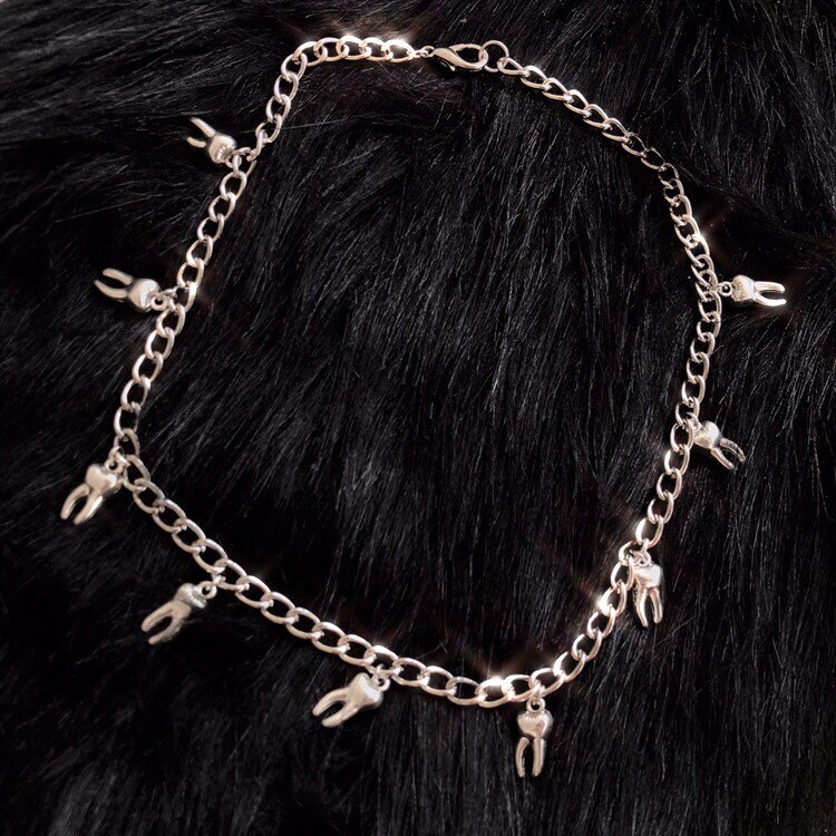 Baby Teeth Necklace Streetwear Gothic Unisex Oddity Chain Etsy