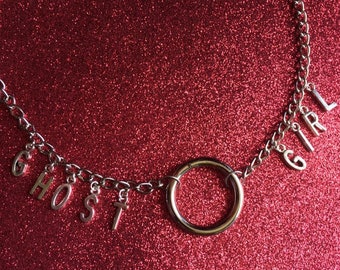 Ghost Girl O-Ring Necklace |  Aesthetic Inspired Streetwear Chain | O-Ring Letter Necklace
