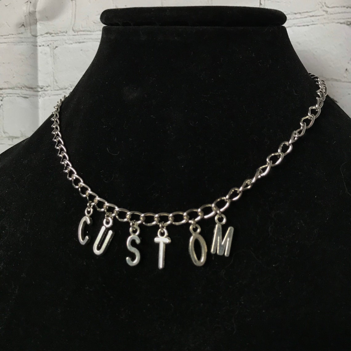 Custom Text Chain Necklace Customizable Gift Ideas Etsy
