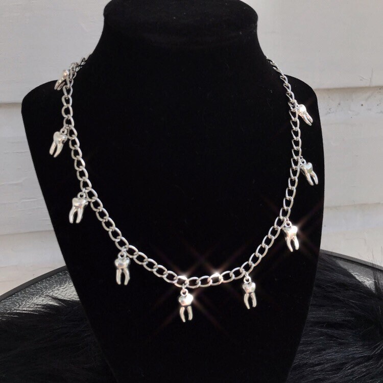 Baby Teeth Necklace Streetwear Gothic Unisex Oddity Chain Etsy