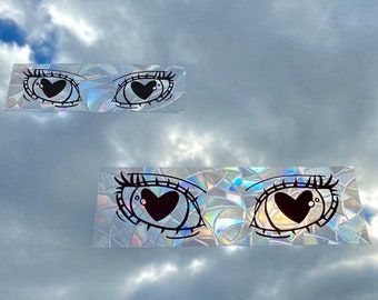 Anime Heart eyes Suncatcher Window Cling |  Simp Rainbow Window Sticker | Rainbow Maker | Alternative Kawaii Home Room Decor | Prism Film