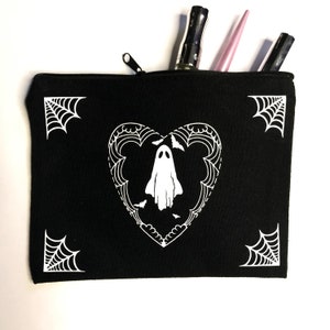 Memento Mori cosmetic makeup bag | Horror Gothic canvas beauty storage | Aesthetic travel tote