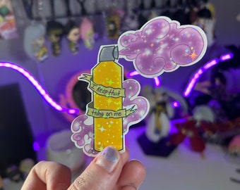 I Keep That Thing On Me | hairspray cosplay humor|  relatable premium holographic star vinyl sticker | weatherproof decal