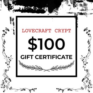 Buono regalo 100 dollari per Etsy Shop LoveCraft Crypt / Carte regalo scaricabili e stampabili per regali dell'ultimo minuto / calze stuffer