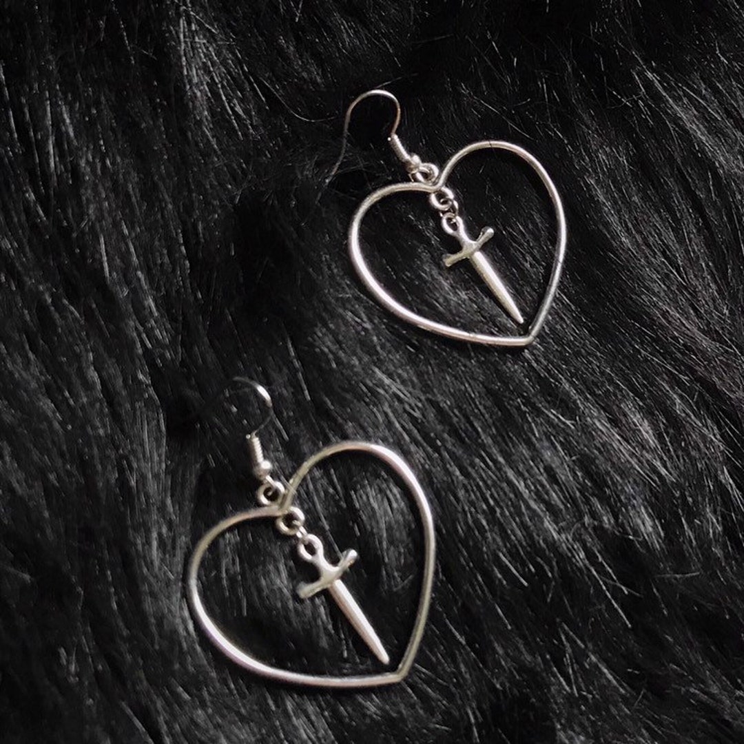 The Sacrifice Dagger Heart Earrings | Occult Aesthetic Streetwear ...