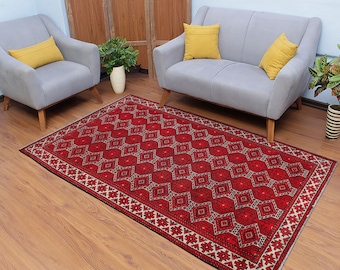 Area Rug, 4x7 Area Rug, Handmade Turkish Rugs for Living Room, Vintage Rug, 4'2" x 6'9"