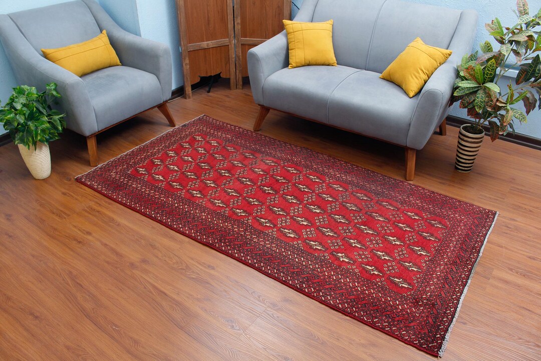 3x7 Vintage Rug, Turkish Rugs for Bedroom, Wool Hand Knotted Area Rugs ...