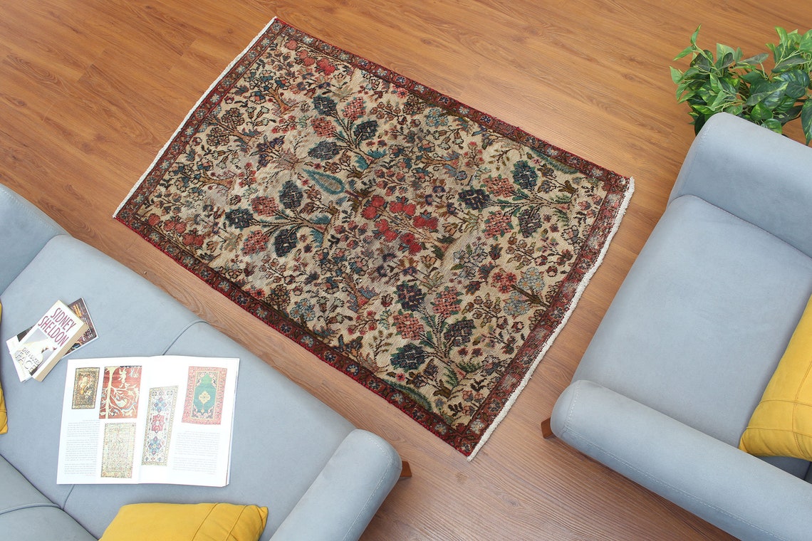 Persian Floral Rug 3x5 Awesome Small Kitchen Rug Etsy
