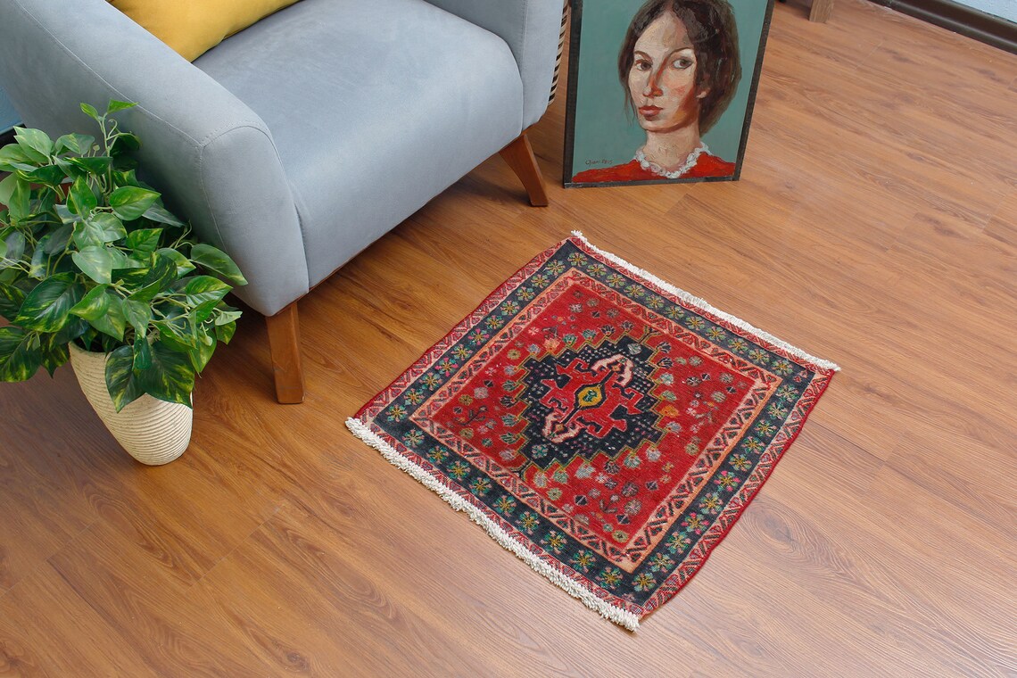 Turkish Rug 2x2 Tribal Handmade Small Rug 1.12'x2.0' Etsy