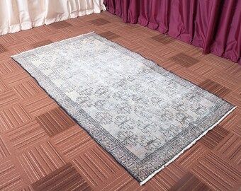 Hooked Vintage Persian Over Dyed Area Rug 4 x 7 1148/87 handmade