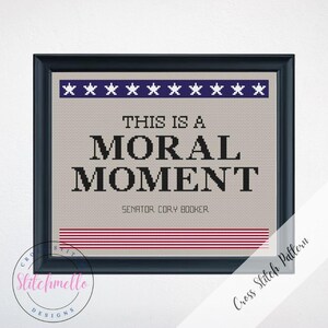 Moral Moment, Cory Booker, cross stitch pattern - PDF