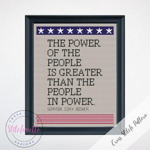 Power of the People, Cory Booker, cross stitch pattern - PDF