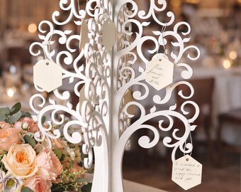 Árbol de los deseos para bodas: alternativa al libro de firmas, decoración para despedida de soltera en madera contrachapada cortada con láser.