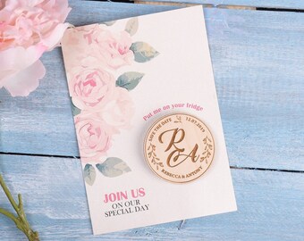 Custom Wooden Save The Date Magnets: Rustic Wedding Favors
