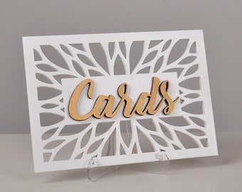 Plywood Wedding Cards Sign, White & Gold Decor