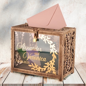 Caja para tarjetas de boda con cerradura. titular de la tarjeta de boda. buzón de correos de boda