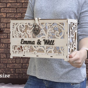 Hochzeitskartenbox mit Schloss und Schlitz, Hochzeitskartenhalter, Hochzeitsgeldbox