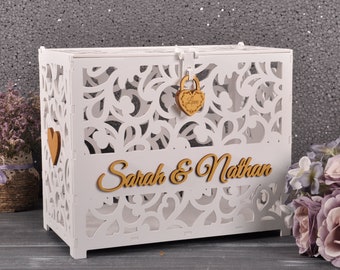 wedding card box with slot and lock