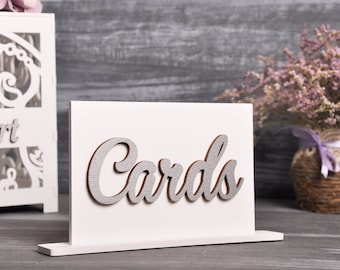 Wedding Cards Sign | White & Silver/Gold Wood Letters