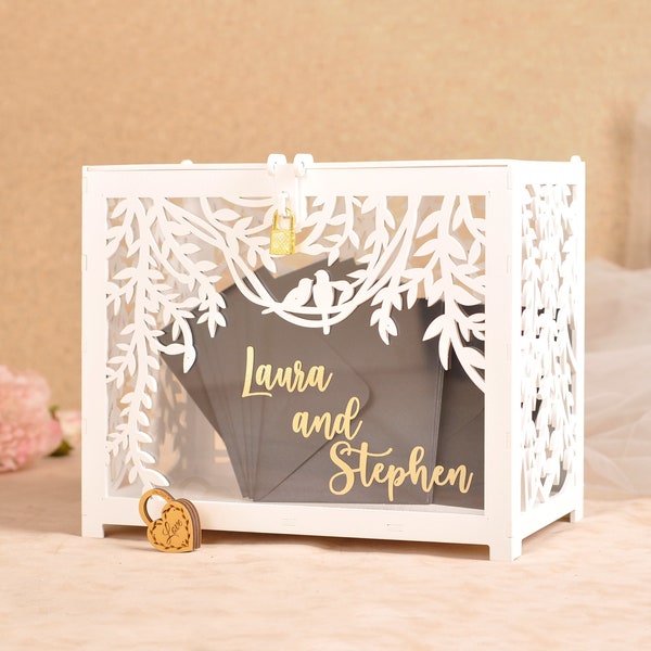 Hochzeitskarten-Box mit Schloss. Hochzeitskartenhalter. Hochzeits-Briefkasten