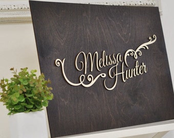 Personalized Wood Wedding Guest Book Alternative, Rustic Sign