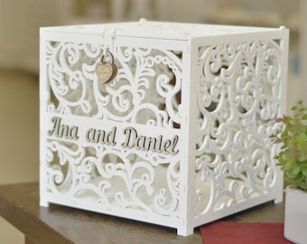 wedding card box with slot and lock
