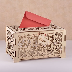 Hochzeit Geld-Box rustikale Holzgeldbox Karton mit Kartenspielautomat Hochzeitskarten-Inhaber Briefkasten hölzerne Hochzeitsbox für Geld