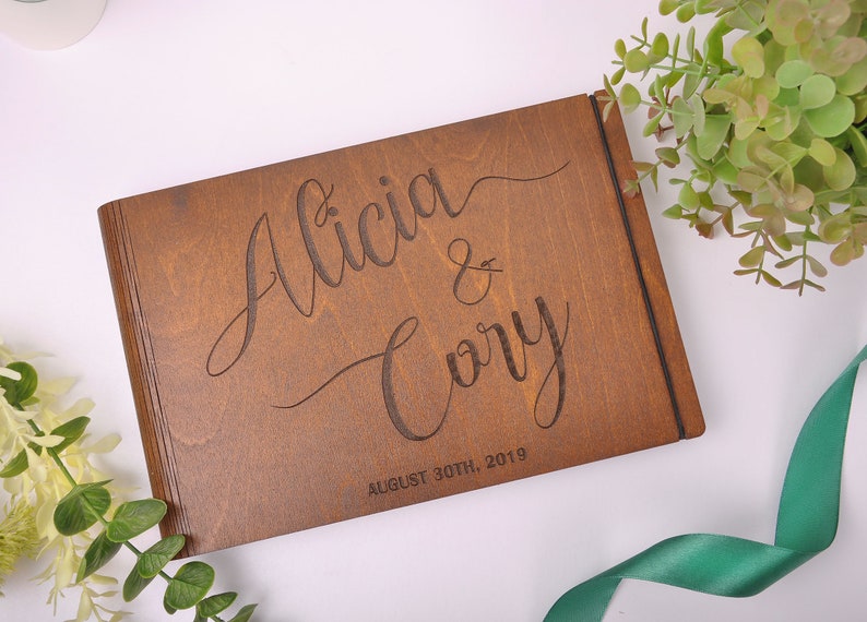 Wooden Wedding Guest Book. Blank Guest Book. Photo Guest Book. Etsy