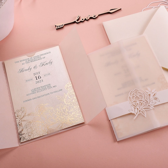 Gold Foil Wedding Invitations Etsy