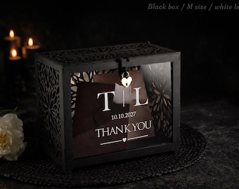 Caja gótica para tarjetas de boda con cerradura, portasobres negro, caja grande para regalos de boda con ranura