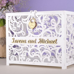 Kartenkästchen zur Hochzeit mit Schloss, Hochzeit Kartenbox, Hochzeit Spardose, Hochzeitskartenhalter, Kartenkästchen mit Schloss, Hochzeit Wunsch gut