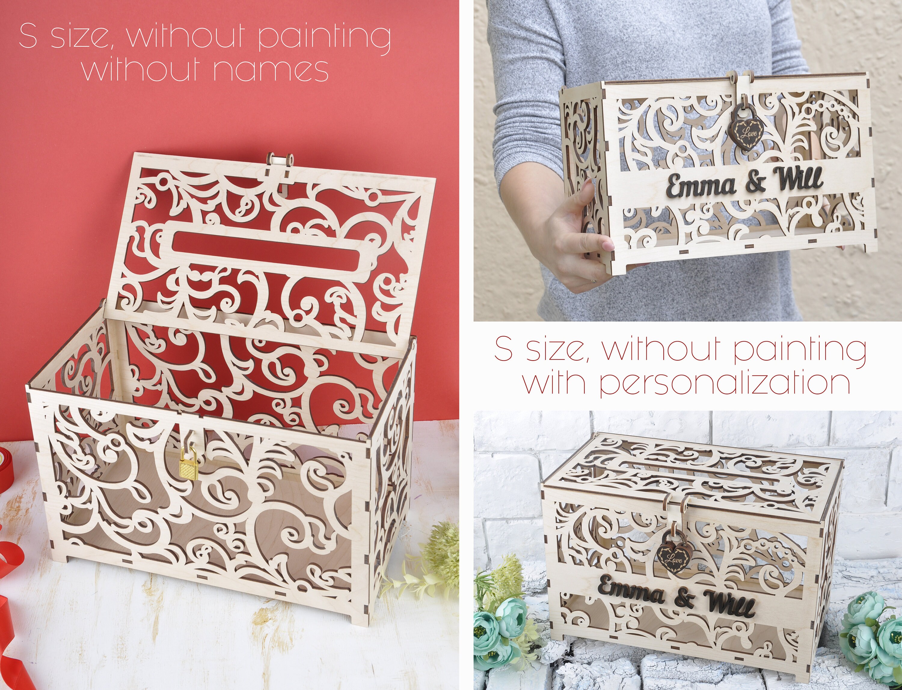 Wedding Card Box With Slot and Lock - Etsy