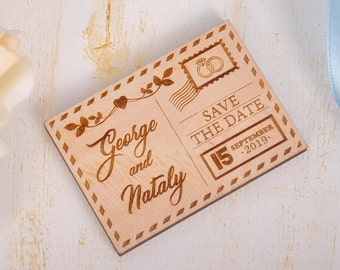 Custom Wooden Save The Date Magnet, Rustic Wedding