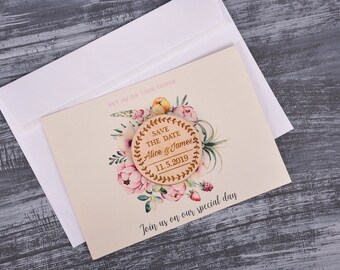 Custom Wooden Save the Date Magnet, Rustic Wedding