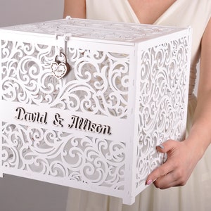 caja de tarjetas de boda con ranura. buzón de la boda. caja de tarjetas moderna para bodas