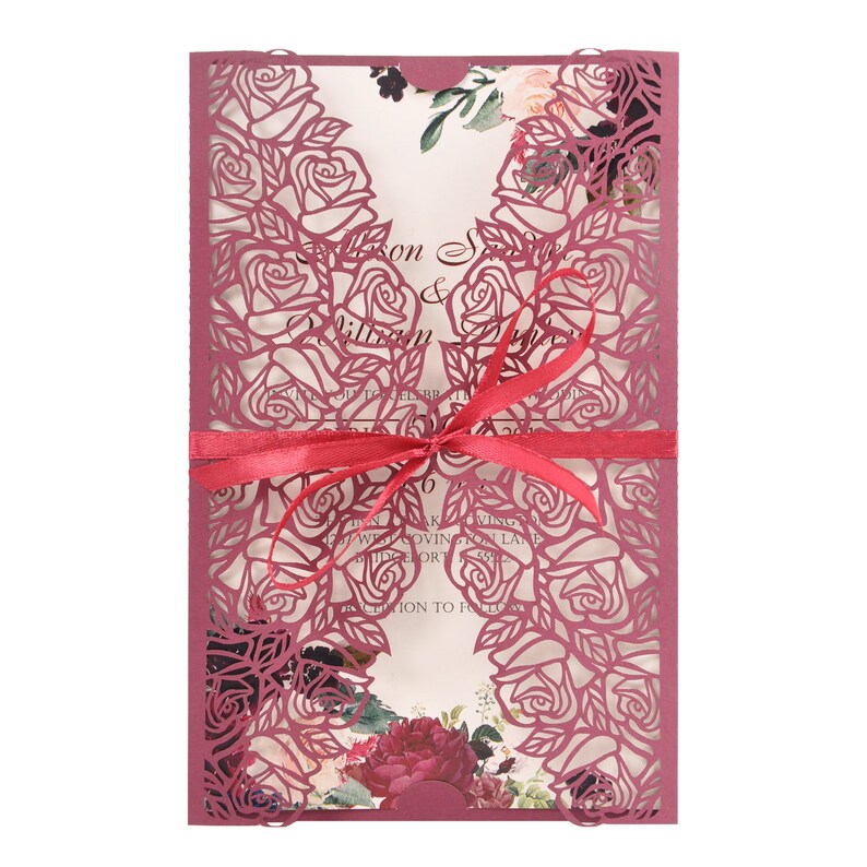 Floral wedding invitations. laser cut wedding invitations. Etsy